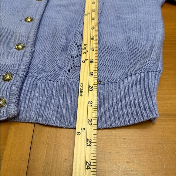 Vintage Geiger Cardigan Sweater Puff Sleeves Lavender L Cottagecore old school - Picture 8 of 8